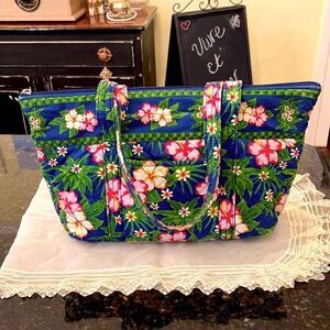 Tropical Hibiscus 🌺 Print Cotton Tote EUC